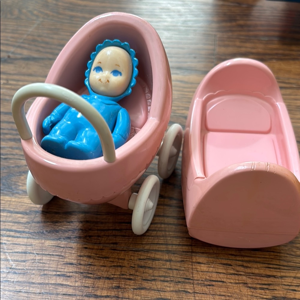 Little tikes dollhouse size baby, stroller and cradle